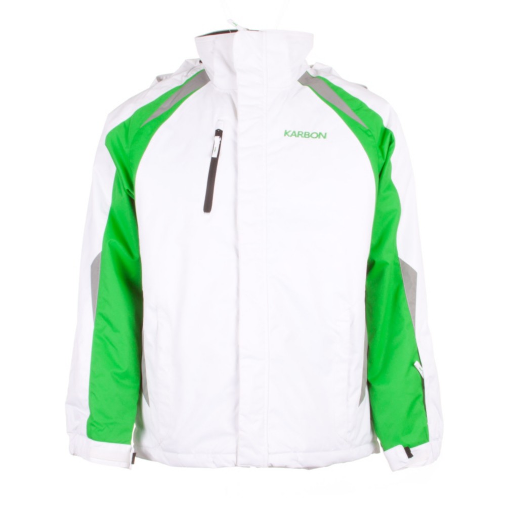 Karbon Pluto Mens Insulated Ski Jacket, Arctic White-Green-Smoke, medium
