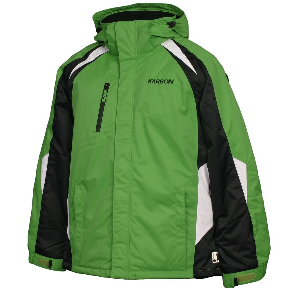 Karbon Pluto Mens Insulated Ski Jacket, Green-Black-Arctic White, swatch