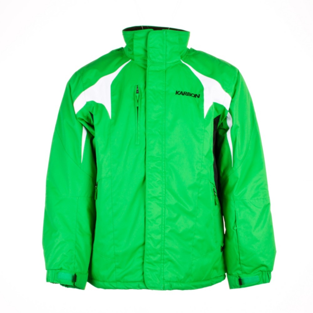 Karbon Jupiter Mens Insulated Ski Jacket, Green-Black-Arctic White, swatch