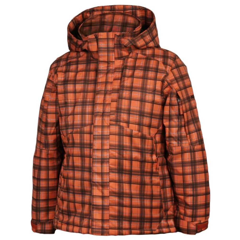 Karbon Seth Boys Ski Jacket, Orange-Black Print, swatch