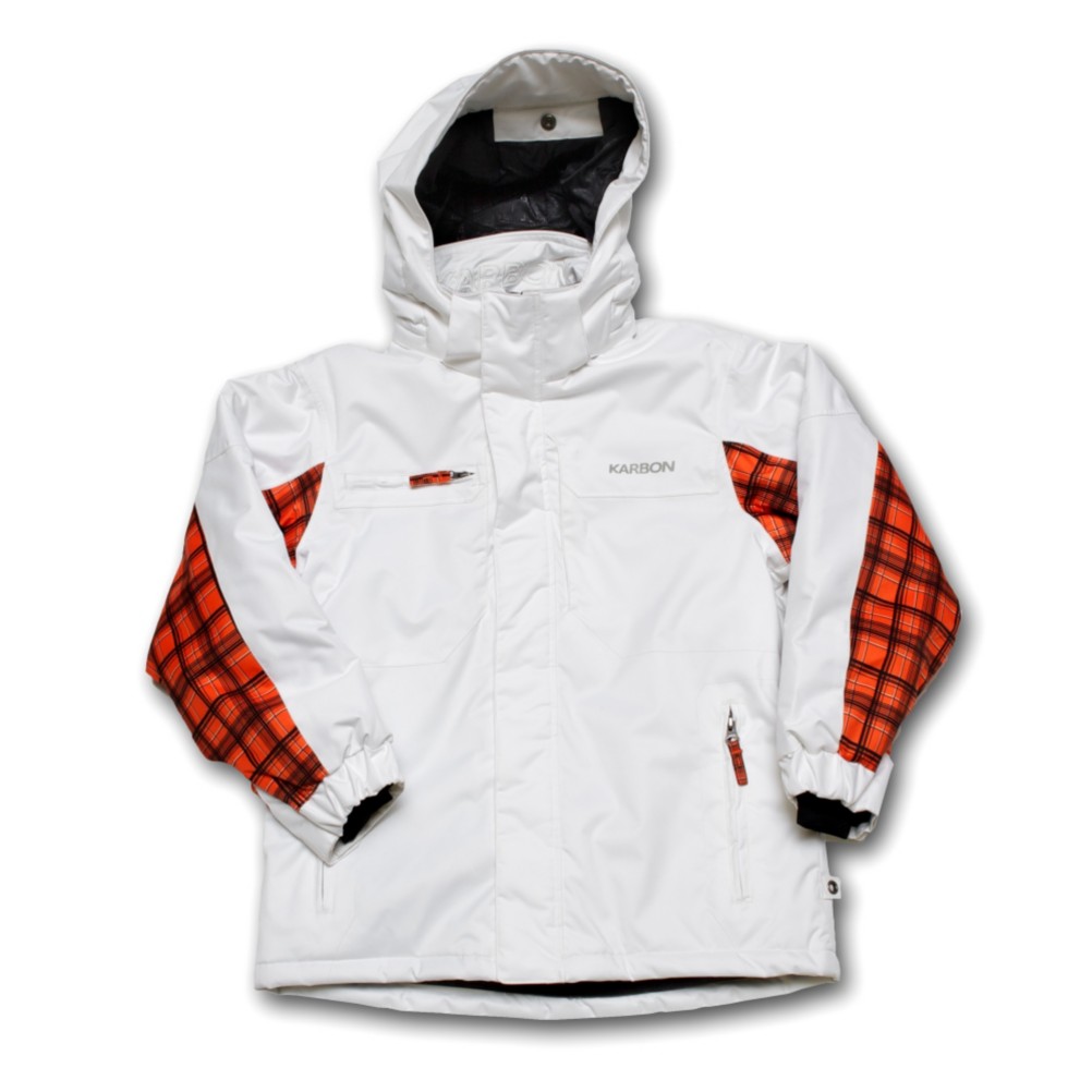 Karbon Ryan Boys Ski Jacket, Arctic White-Flame Axis, swatch