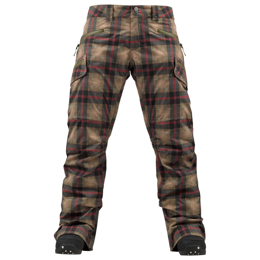Burton Lucky Womens Snowboard Pants, Olive Radiant Plaid, swatch