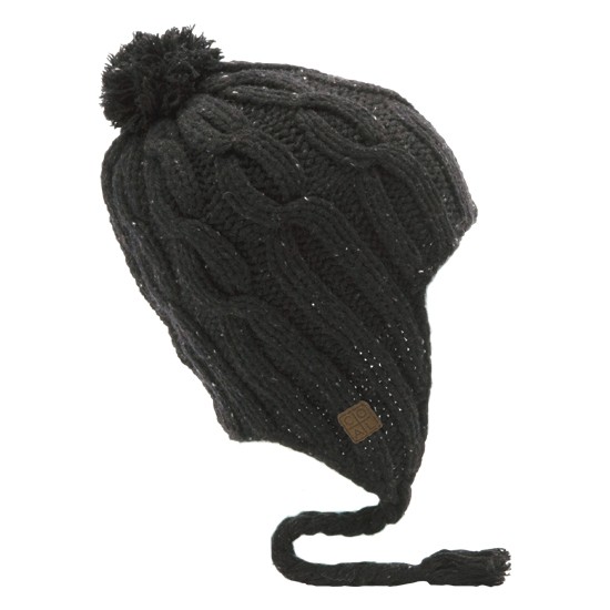 Coal Highland Flap Hat, Black, medium