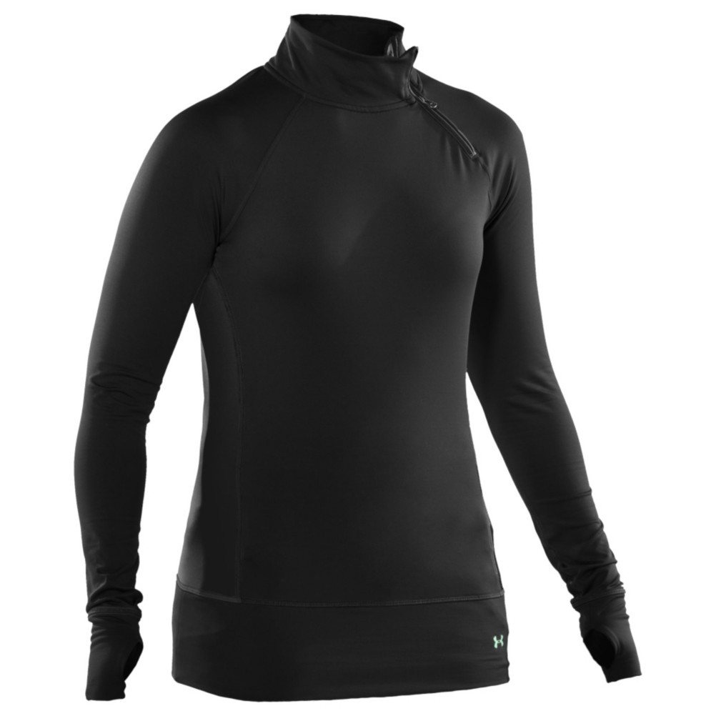 Under Armour EVO CG Side Zip Womens Mid Layer, Black-Mermaid, medium