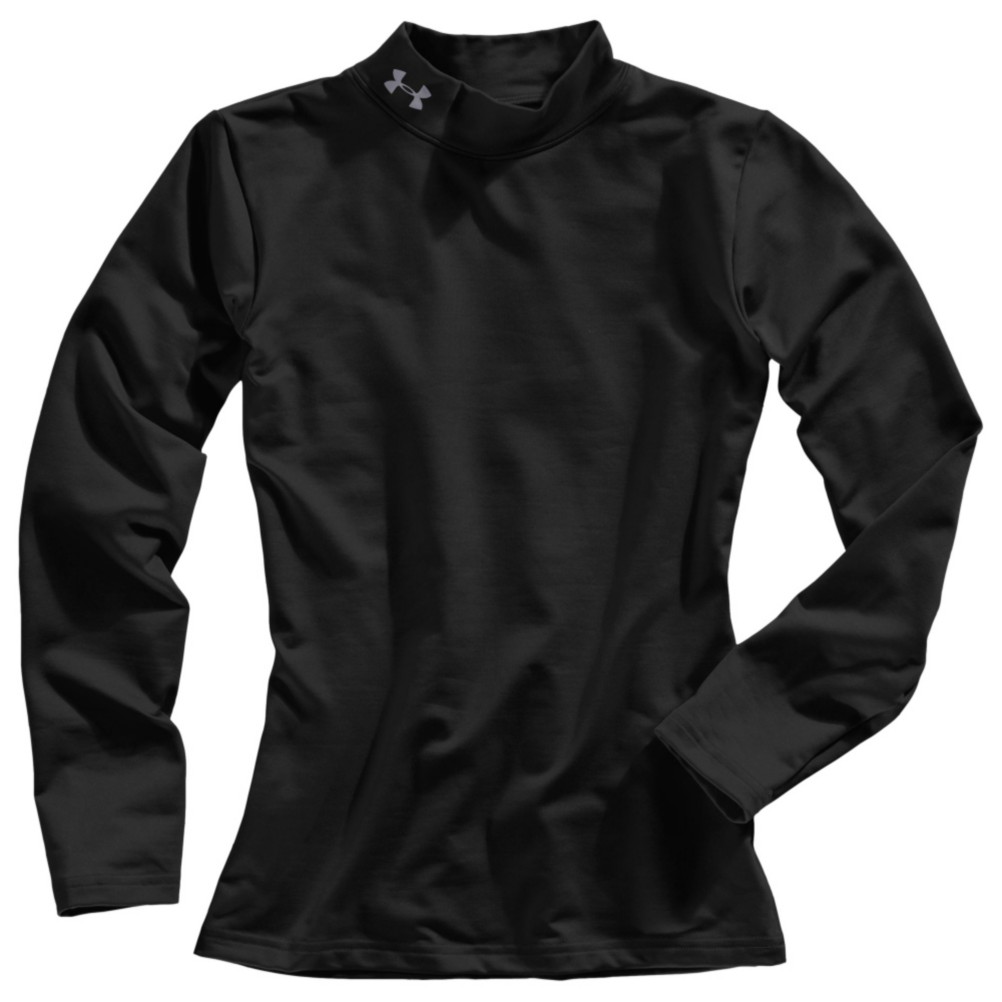 Under Armour EVO ColdGear Fitted Kids Long Underwear Top, Black-Aluminum, medium