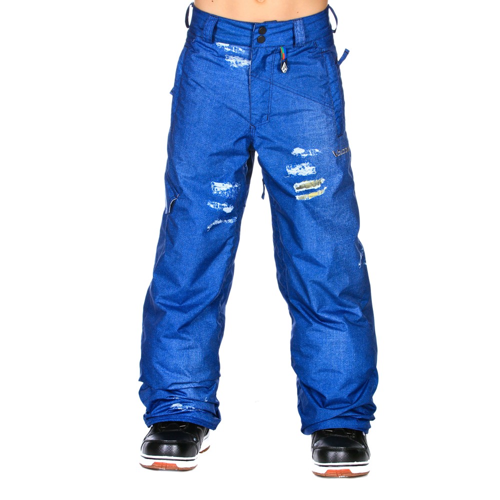Volcom Launch Insulated Kids Snowboard Pants, Sublimated Denim, swatch