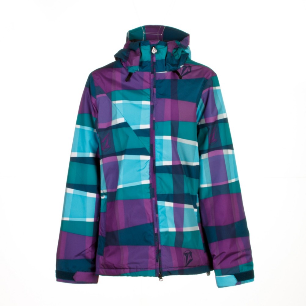 Volcom Threat Womens Insulated Snowboard Jacket, Scrambled Stripe Ink, medium