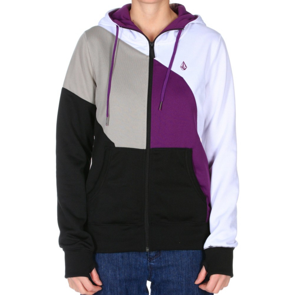 Volcom Nepeta Fleece Full Zip Womens Hoodie, Black, medium