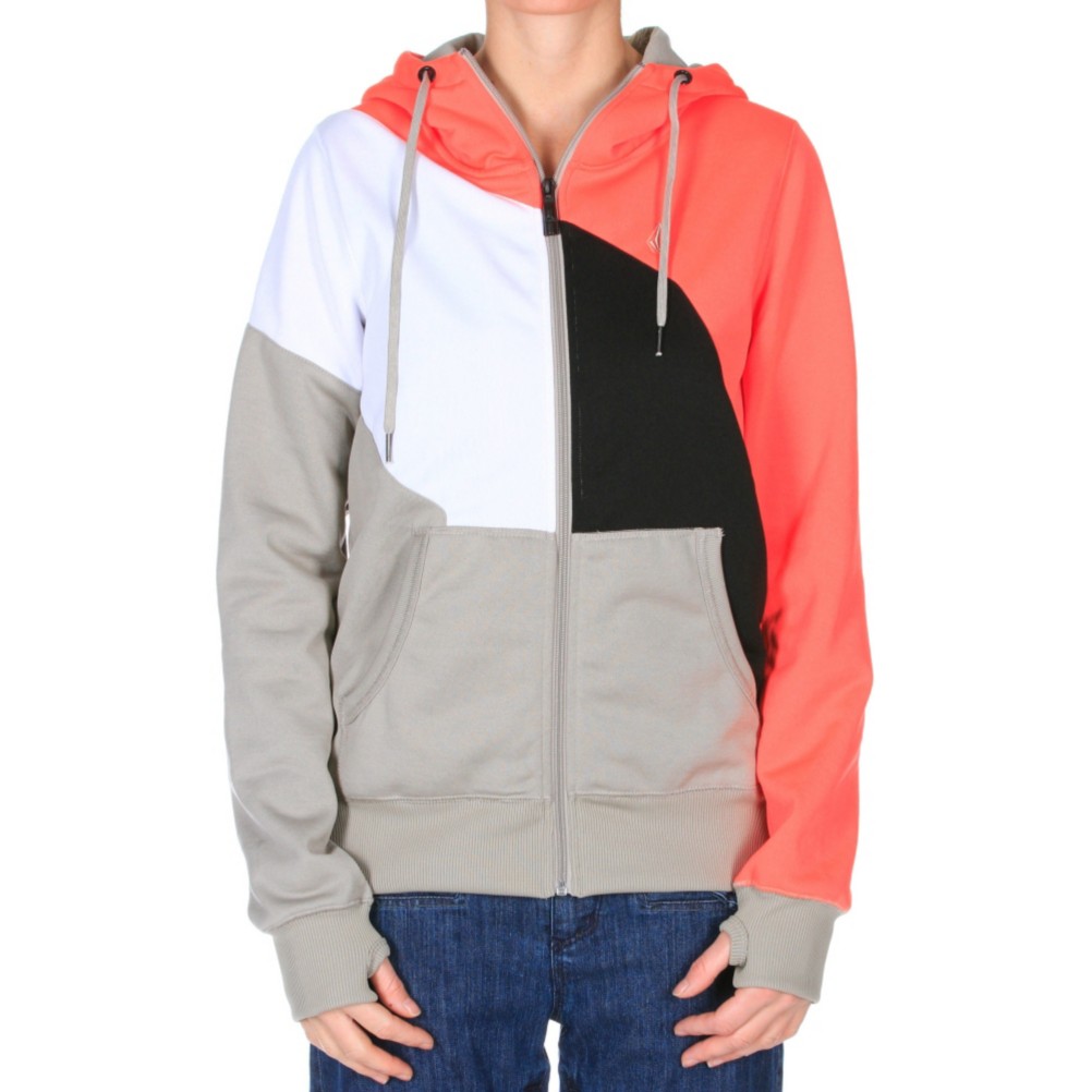 Volcom Nepeta Fleece Full Zip Womens Hoodie, Sparrow, medium