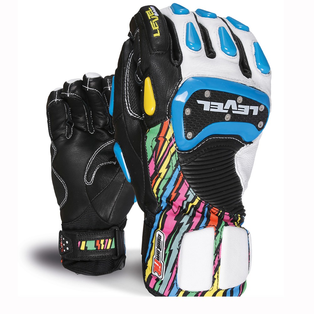 Level SQ CF Ski Racing Gloves, Pk Rainbow, medium