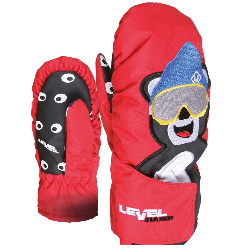 Level Animal Kids Mittens, Red-Bear, medium