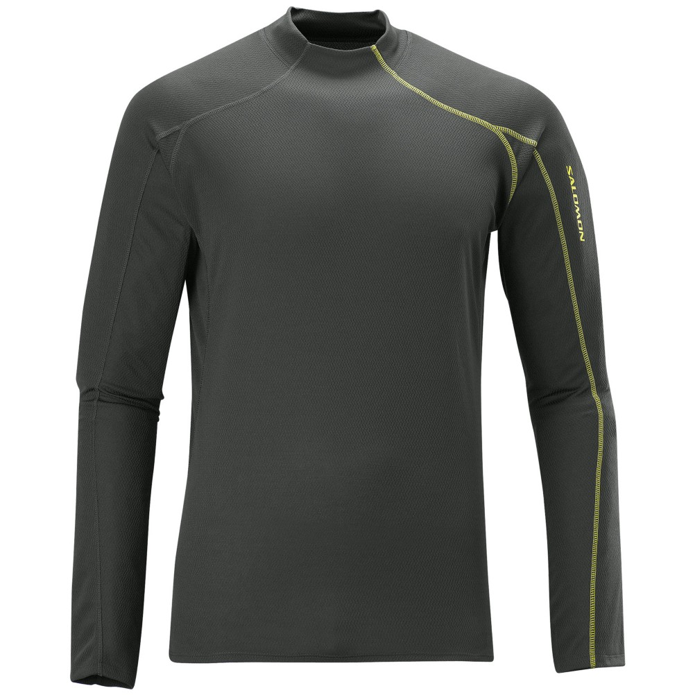 Salomon Fleet II Mens Long Underwear Top, Asphalt-Asphalt, swatch