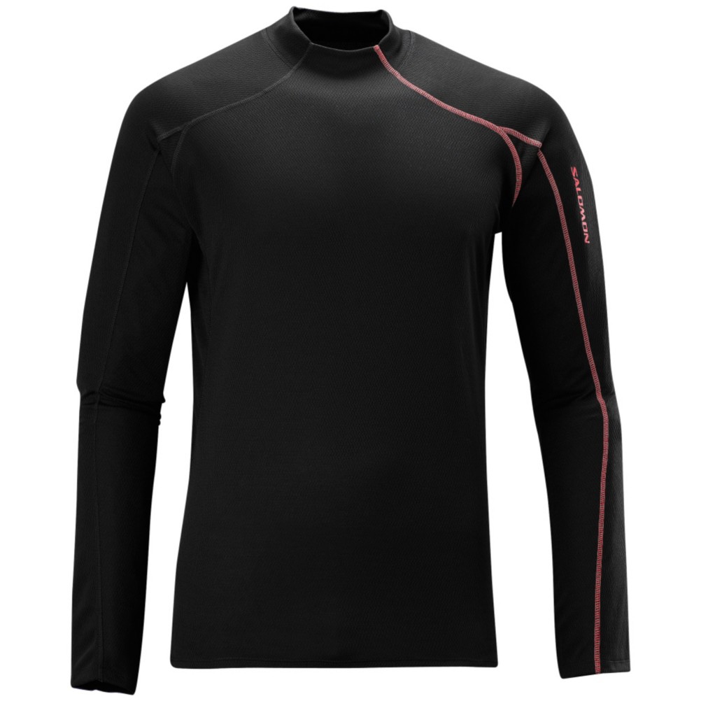 Salomon Fleet II Mens Long Underwear Top, Black-Black, swatch