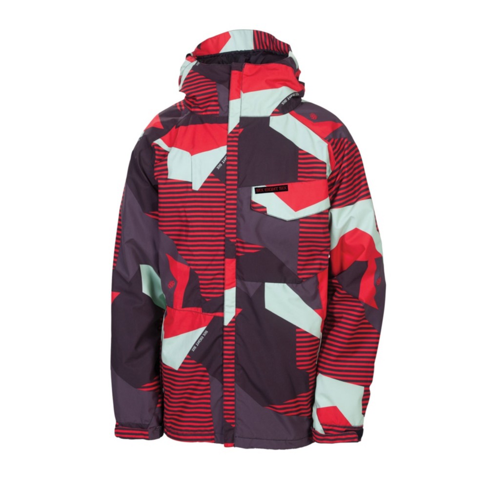 686 Mannual Mix Mens Insulated Snowboard Jacket, Red Mix Camo, swatch