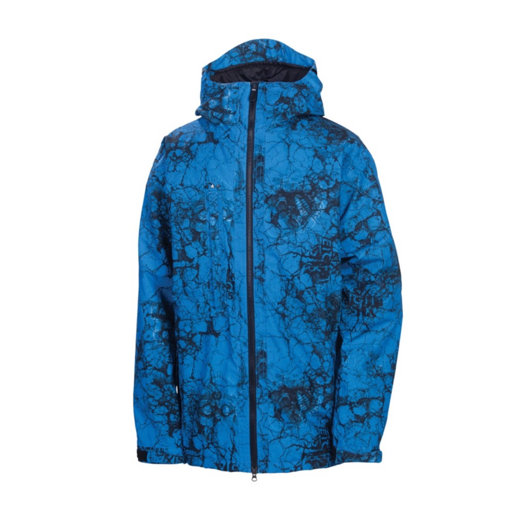 686 Mannual Cracked Mens Insulated Snowboard Jacket, Blue Cracked Skulls, swatch