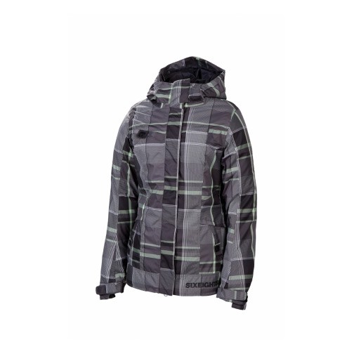 686 Reserved Radiant Womens Insulated Snowboard Jacket, Gunmetal Yarn Dye Plaid, swatch