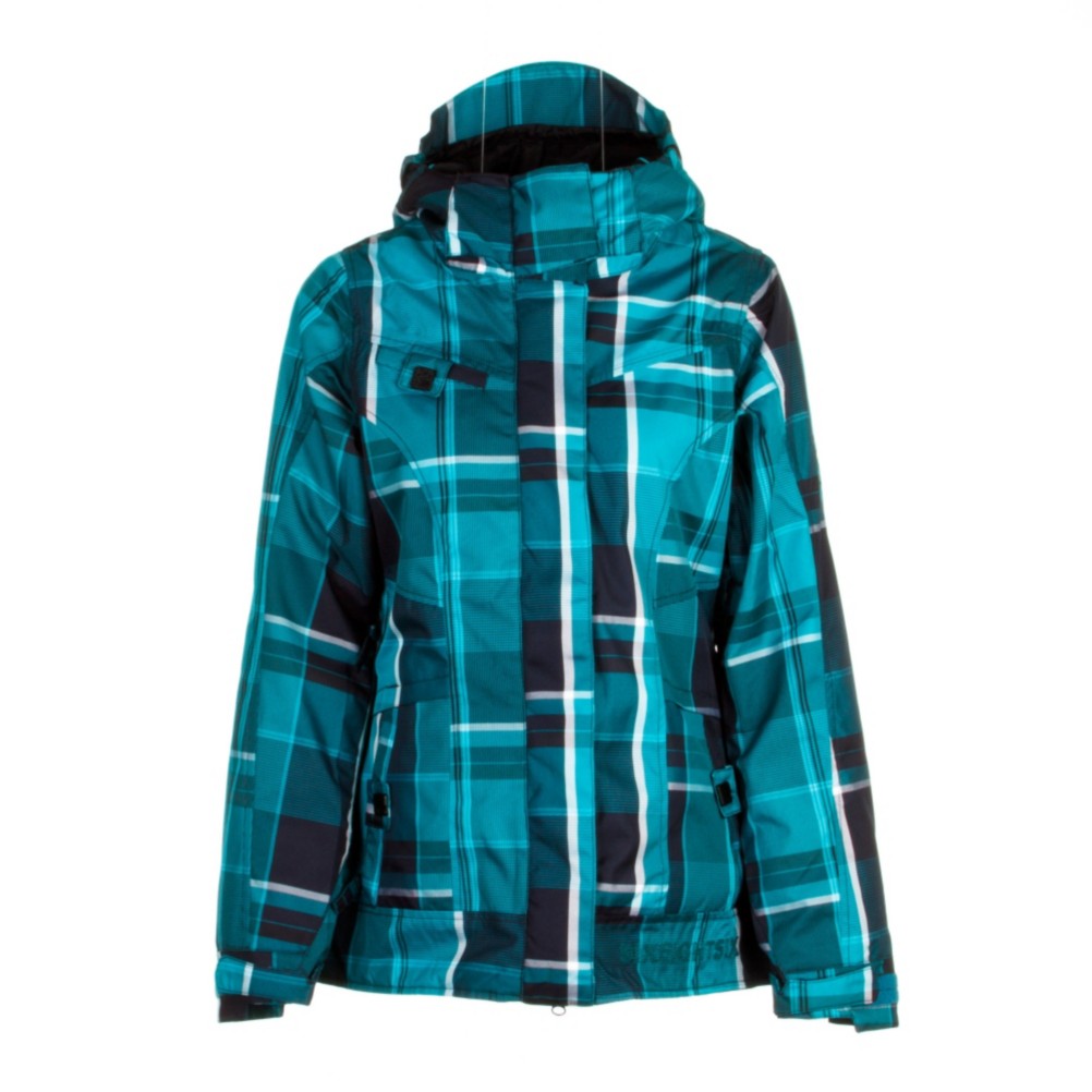 686 Reserved Radiant Womens Insulated Snowboard Jacket, Teal Yarn Dye Plaid, medium