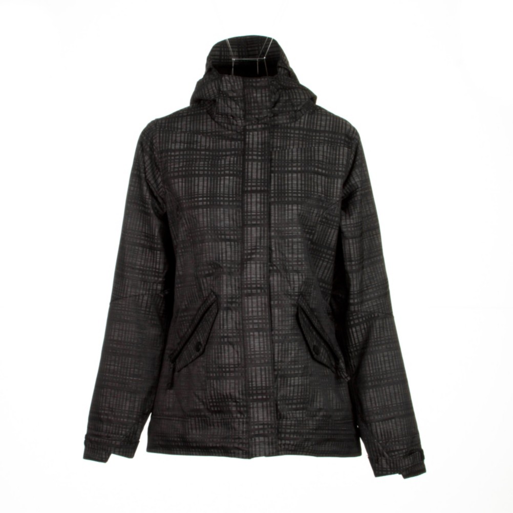 686 Reserved Luster Womens Insulated Snowboard Jacket, Black Heather Plaid, swatch