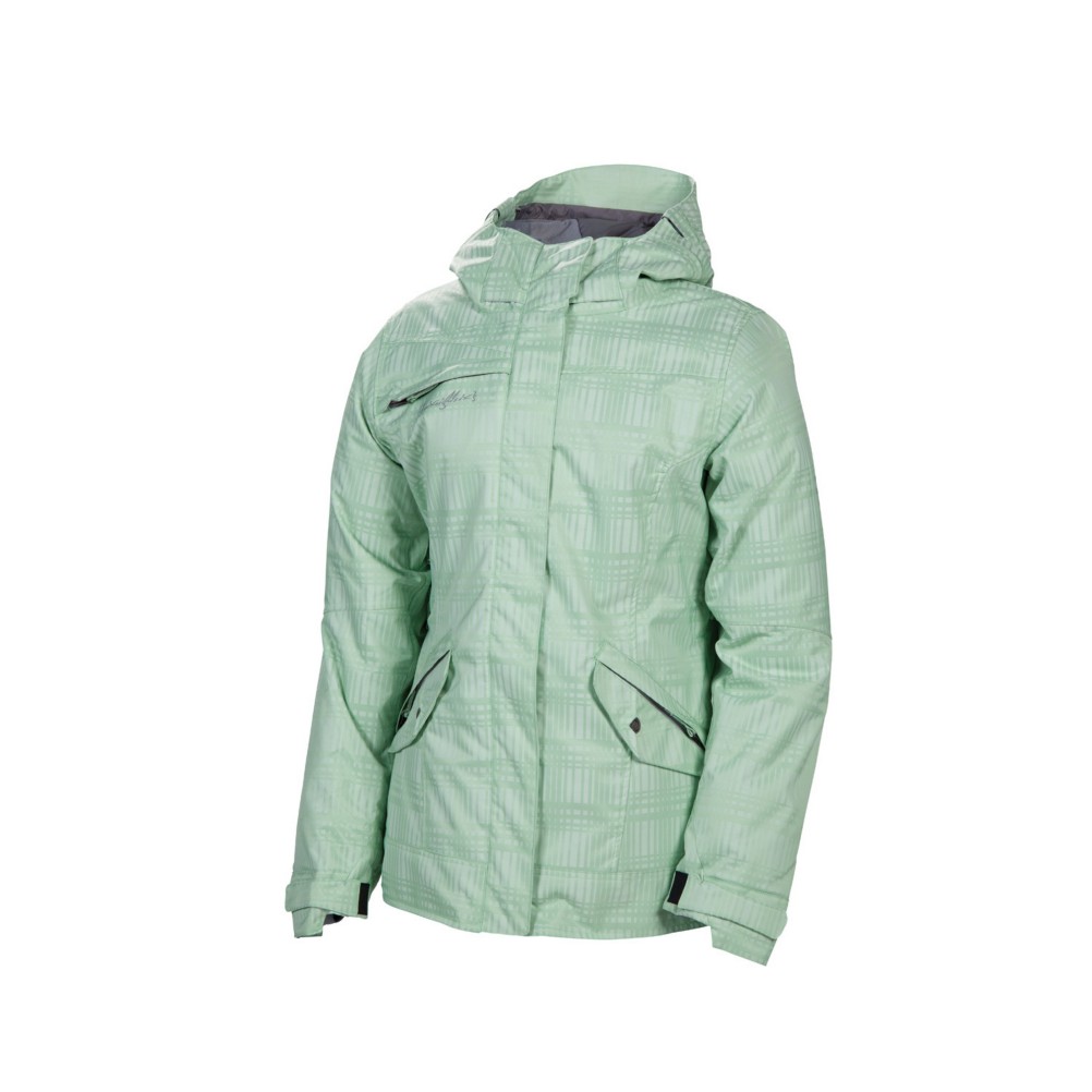 686 Reserved Luster Womens Insulated Snowboard Jacket, Mint Heather Plaid, swatch