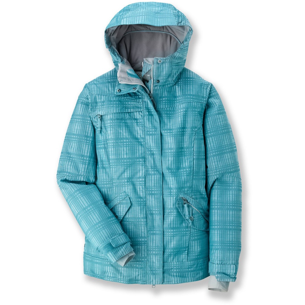 686 Reserved Luster Womens Insulated Snowboard Jacket, Teal Heather Plaid, swatch