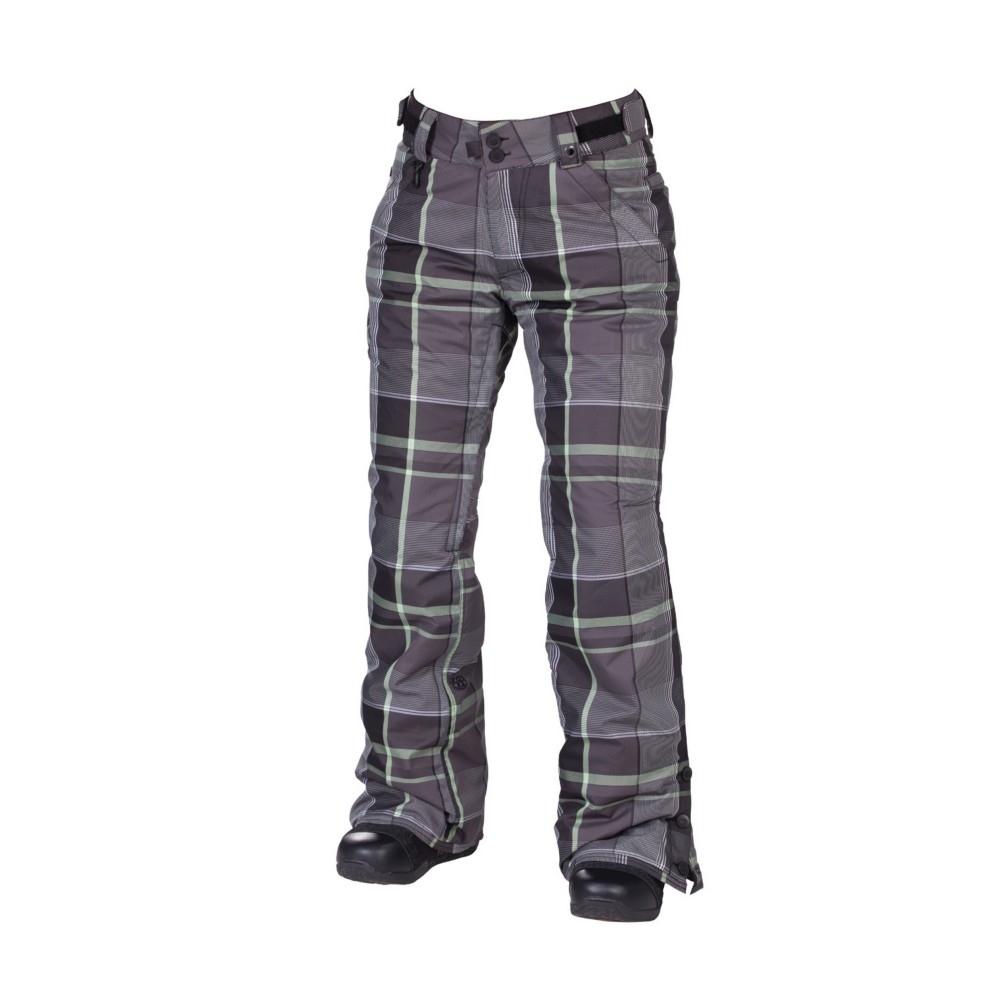 686 Reserved Mission Womens Snowboard Pants, Gunmetal Yarn Dye Plaid, swatch