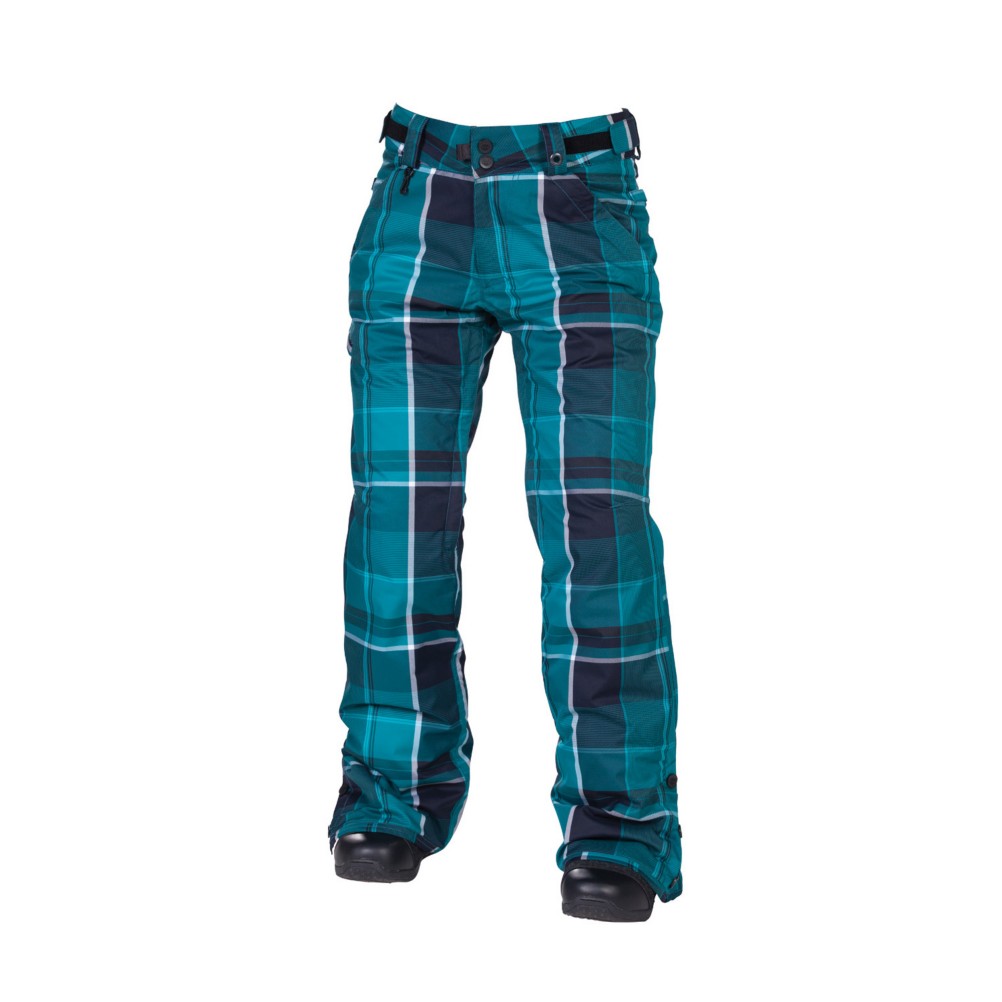 686 Reserved Mission Womens Snowboard Pants, Teal Yarn Dye Plaid, medium