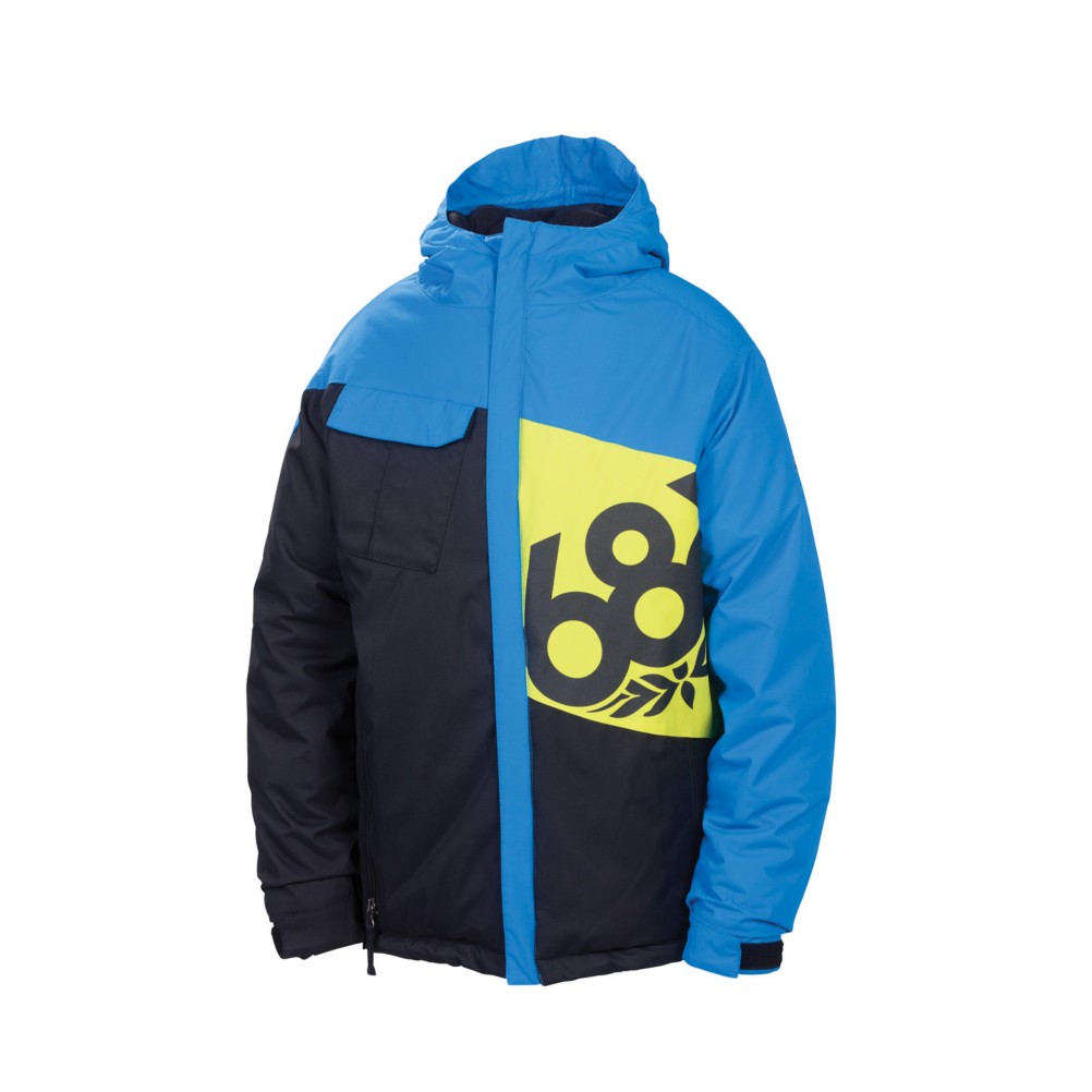 686 Mannual Iconic Boys Snowboard Jacket, Blue Colorblock, swatch
