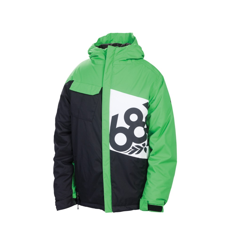 686 Mannual Iconic Boys Snowboard Jacket, Grass Colorblock, swatch