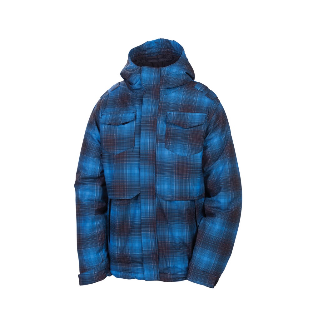 686 Mannual Command Boys Snowboard Jacket, Blue Ombre Plaid, medium