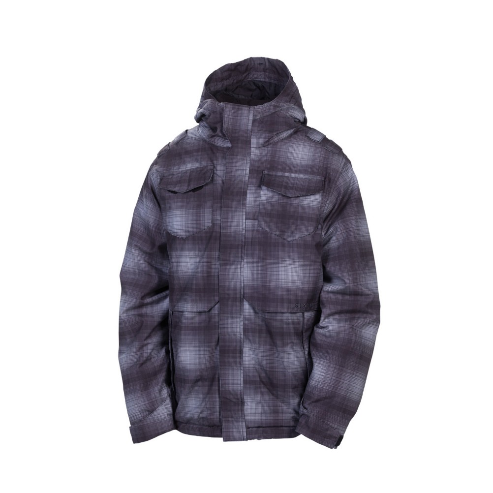 686 Mannual Command Boys Snowboard Jacket, Grey Ombre Plaid, swatch