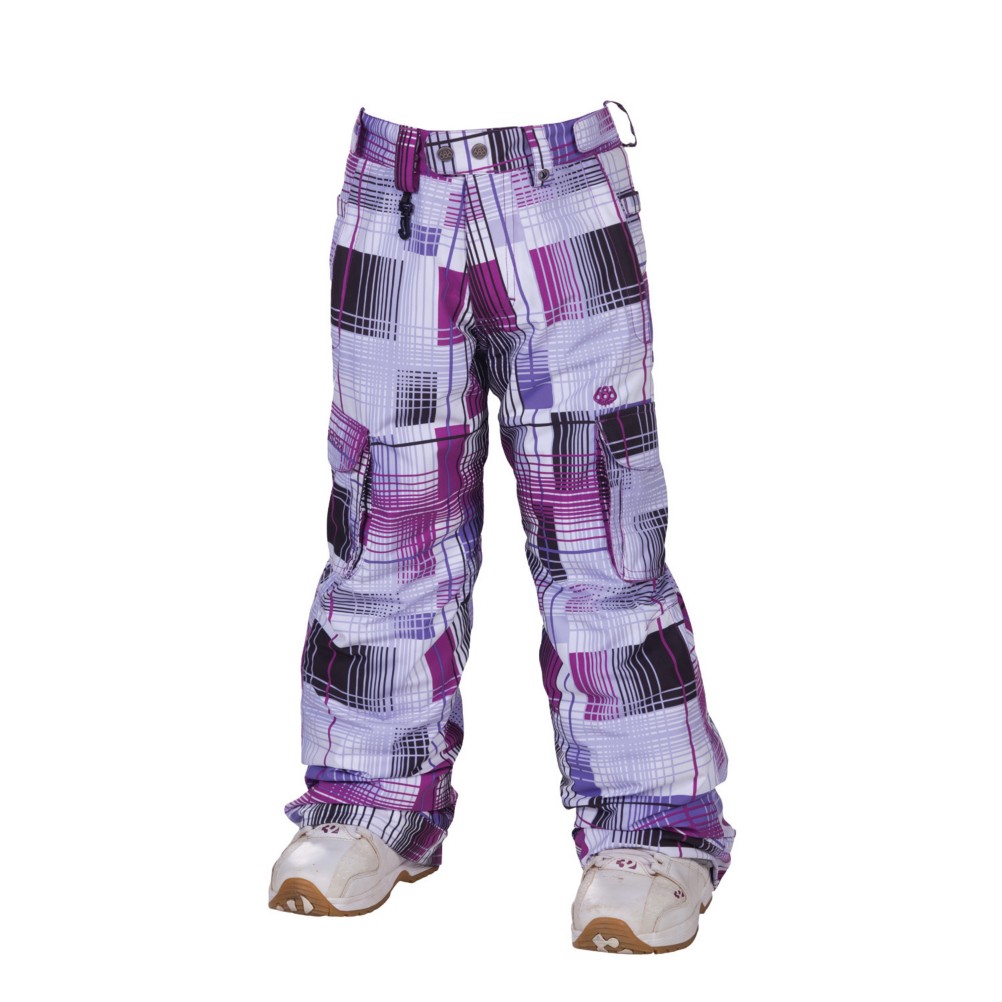 686 Smarty Mandy Girls Snowboard Pants, Violet Plaid, swatch