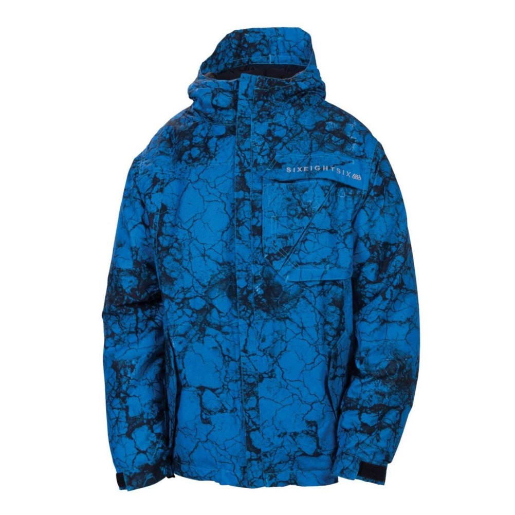 686 Mannual Cracked Boys Snowboard Jacket, Blue Cracked Skulls, swatch