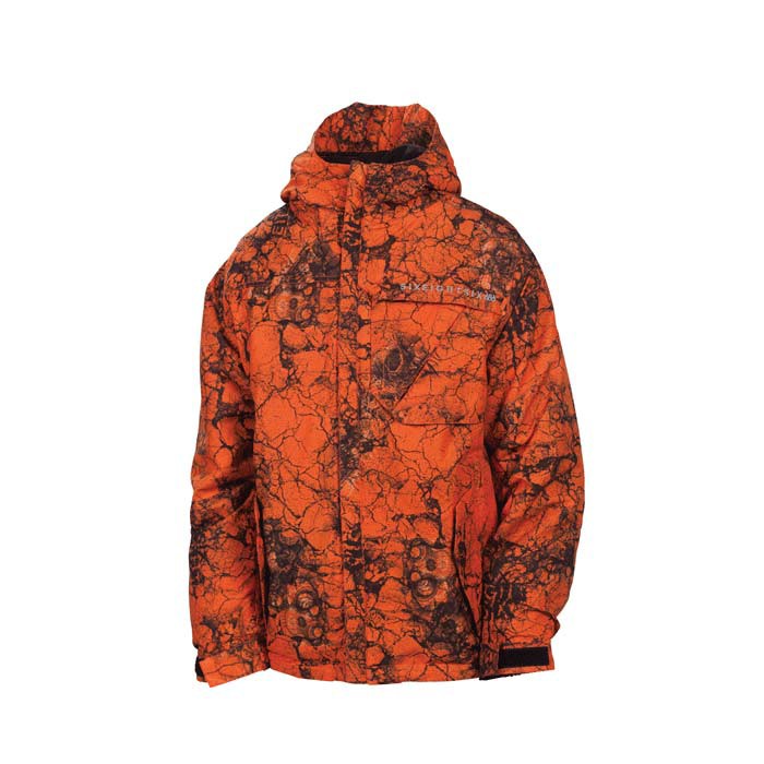 686 Mannual Cracked Boys Snowboard Jacket, Orange Cracked Skulls, swatch