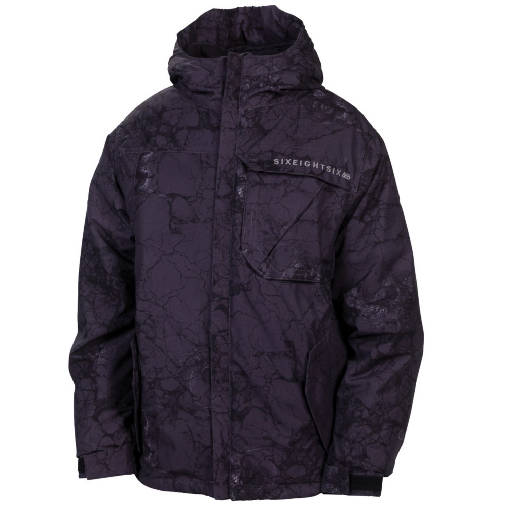 686 Mannual Cracked Boys Snowboard Jacket, Gunmetal Cracked Skulls, swatch