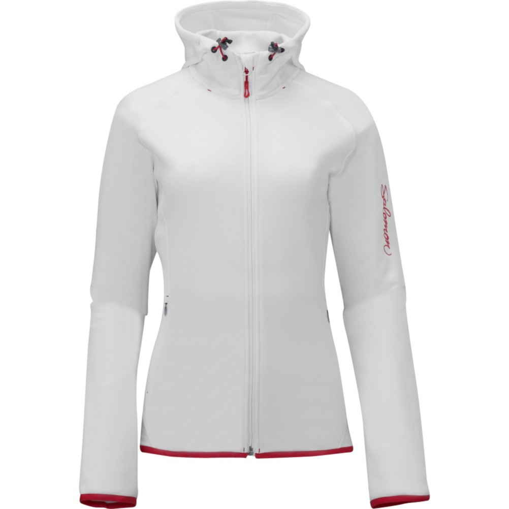Salomon Track II Hoodie Womens Mid Layer, White, medium