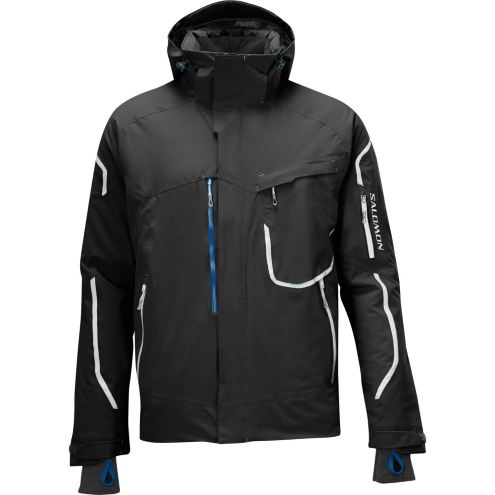 Salomon Brilliant Mens Insulated Ski Jacket, Black-White, medium