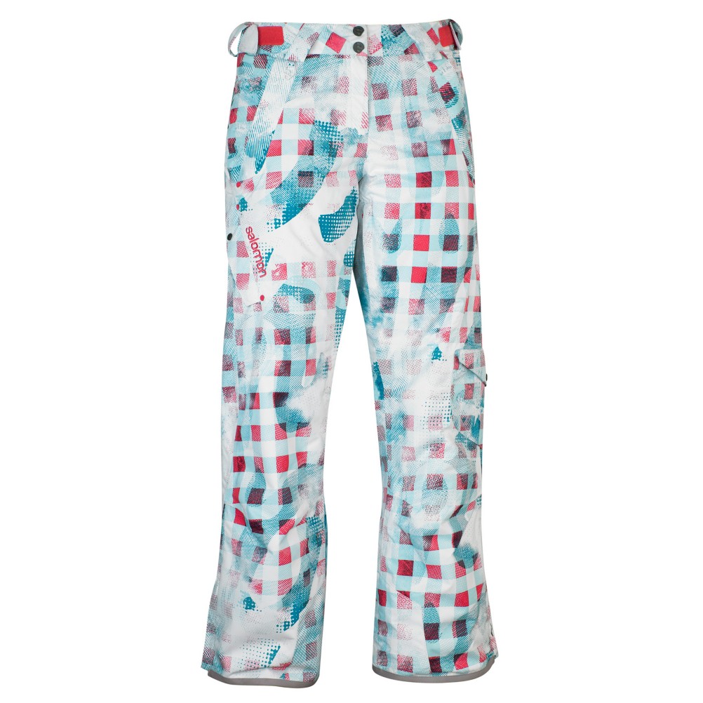 Salomon Superstition Womens Ski Pants, Cerise-Bay Blue, swatch