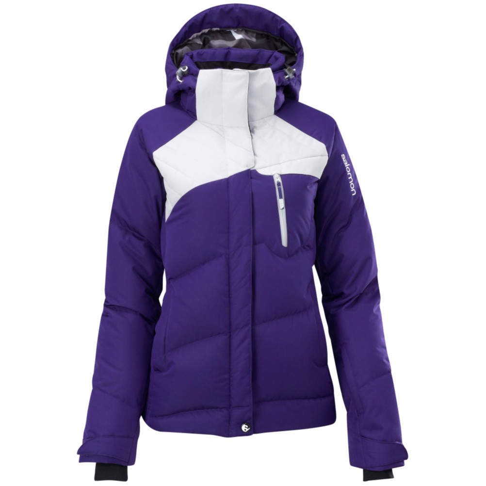 Salomon Pic Down Womens Insulated Ski Jacket, Eggplant-White, medium
