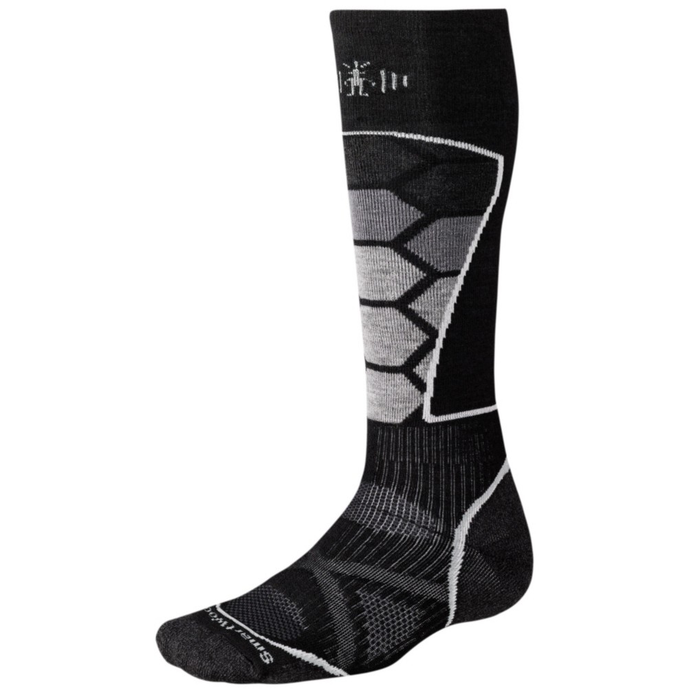 SmartWool PhD Ski Medium Ski Socks, Black-Gray, medium