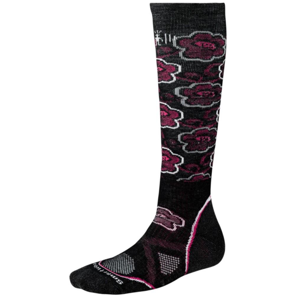 SmartWool PhD Medium Womens Ski Socks, Black-Berry, medium