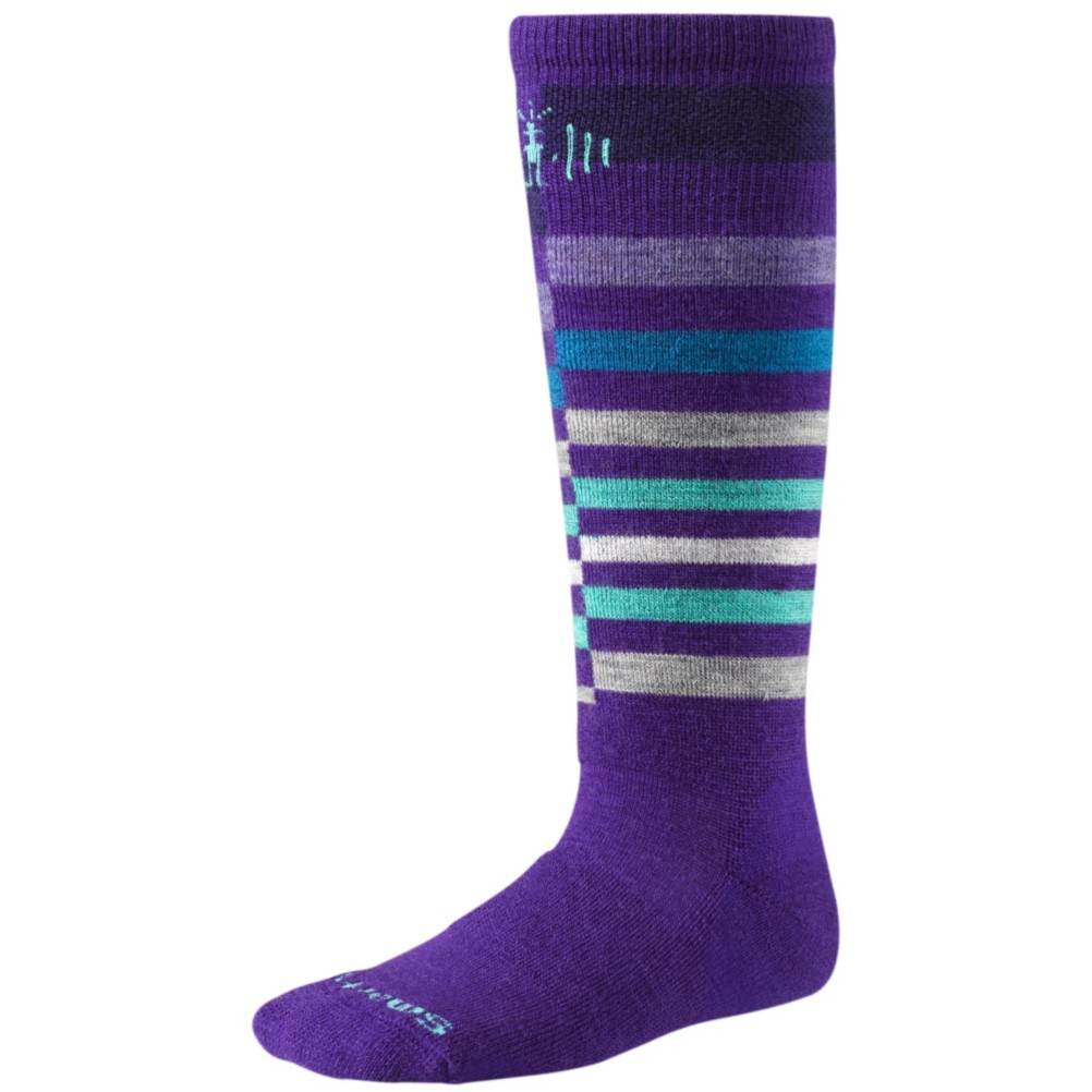 SmartWool Wintersport Stripe Kids Ski Socks, Grape, swatch