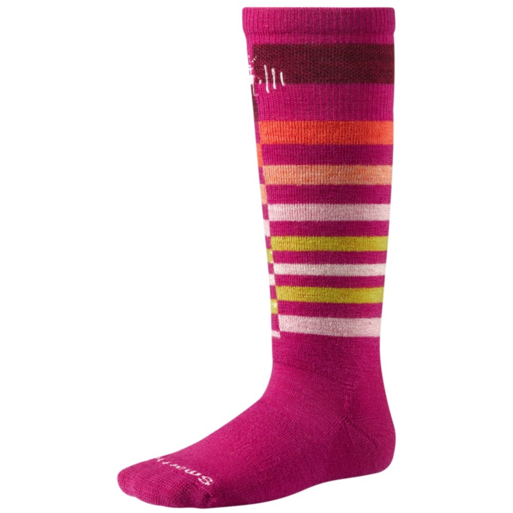 SmartWool Wintersport Stripe Kids Ski Socks, Berry, medium