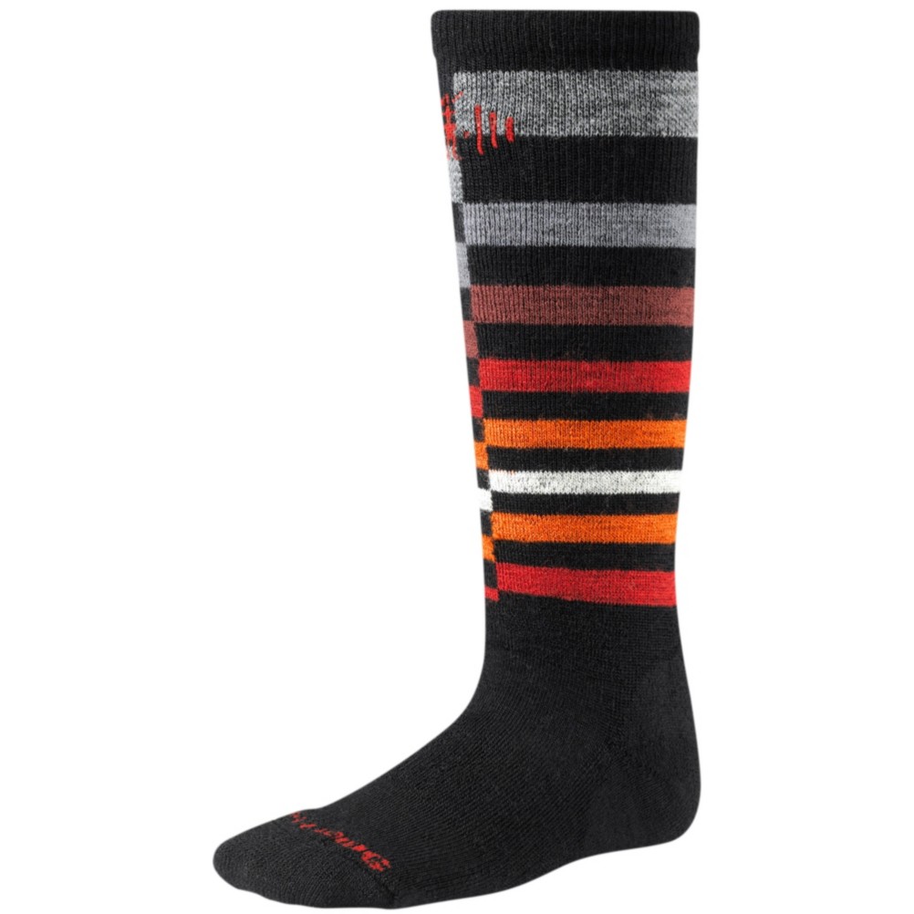 SmartWool Wintersport Stripe Kids Ski Socks, Black-Gray, swatch