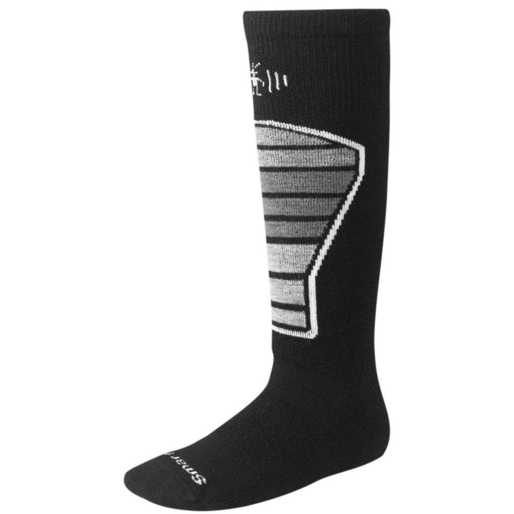 SmartWool Racer Kids Ski Socks, Black-Gray, medium