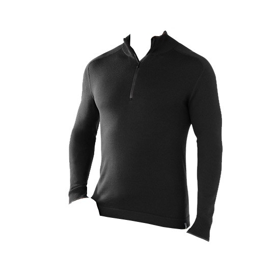 SmartWool Sportknit Half-Zip Mens Sweater, Black, medium
