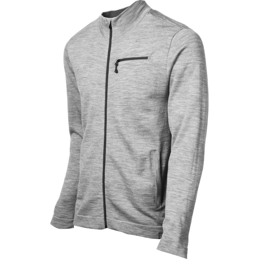 SmartWool Sportknit Full-Zip Mens Sweater, Silver Gray Heather, medium