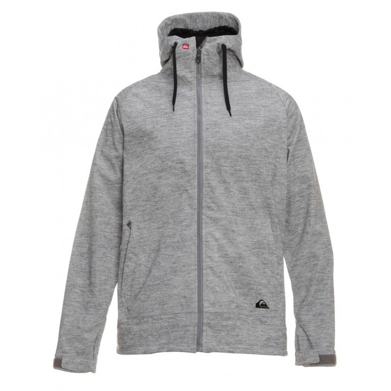 Quiksilver Hoody 5k Snowboard Mens Soft Shell Jacket, Heather Grey-Red, medium
