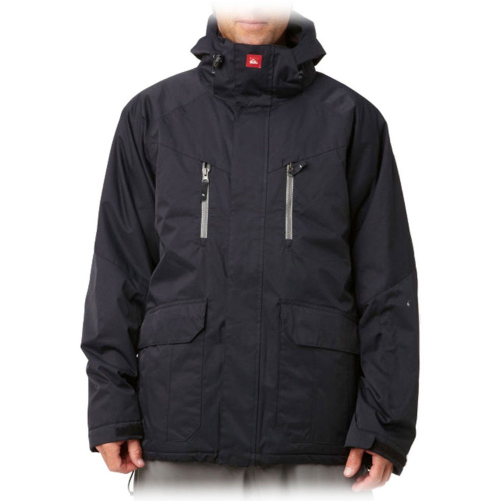 Quiksilver Piranha 8K Mens Insulated Snowboard Jacket, Black, swatch