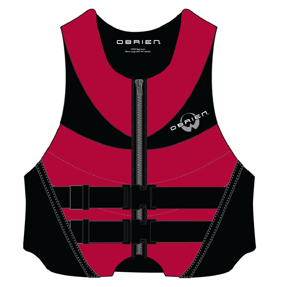 O'Brien Hinged Adult Life Jacket, Red-Black, medium