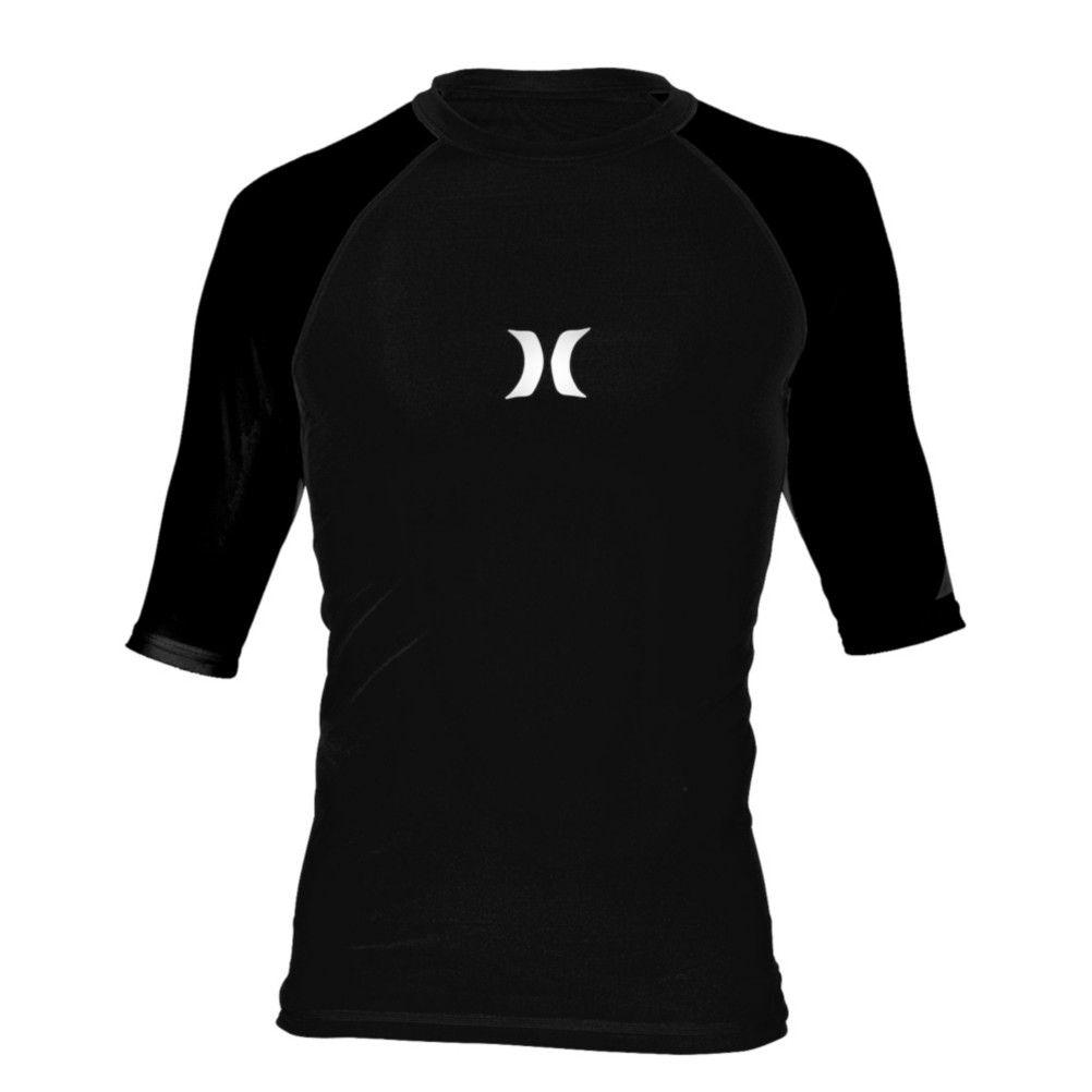 Hurley One & Only S/S Mens Rash Guard, Black, medium
